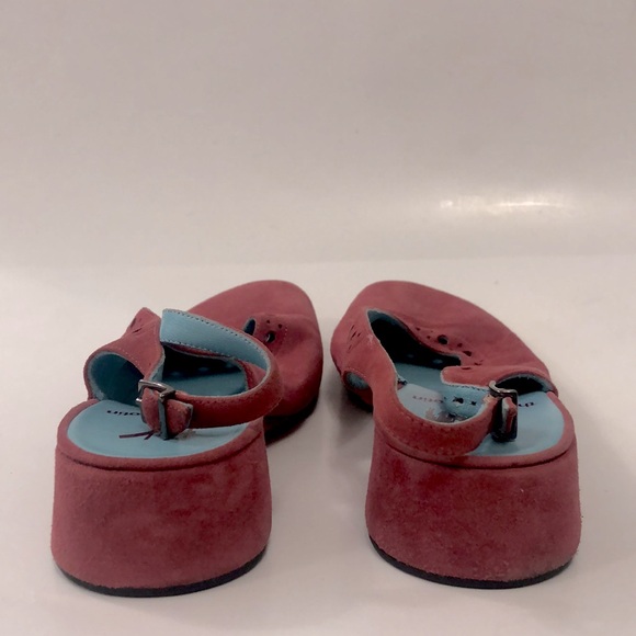 Thierry Rabotin 39 Pink Shoe Suede Low heel Sling Back Adjustable Laser cut - Picture 6 of 8